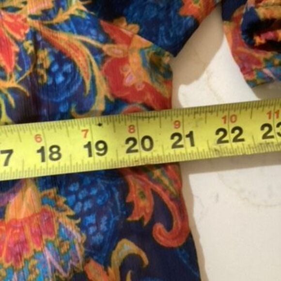 Jones New York Paisley Button Up Shirt Sz L Vibrant Blue Orange - Picture 8 of 8